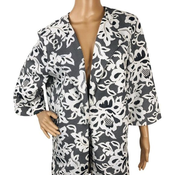 Jones Studio Jacket Embroidered Jacquard Lace Print Open Front Dress Coat Blazer - Picture 3 of 8